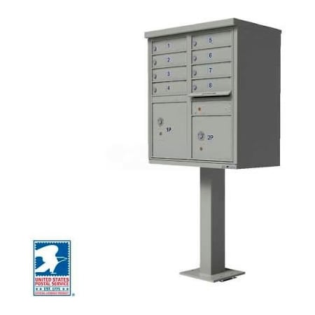 Florence Mfg Co Vital Cluster Box Unit, 8 Mailboxes, 2 Parcel Lockers, Postal Grey 1570-8AF